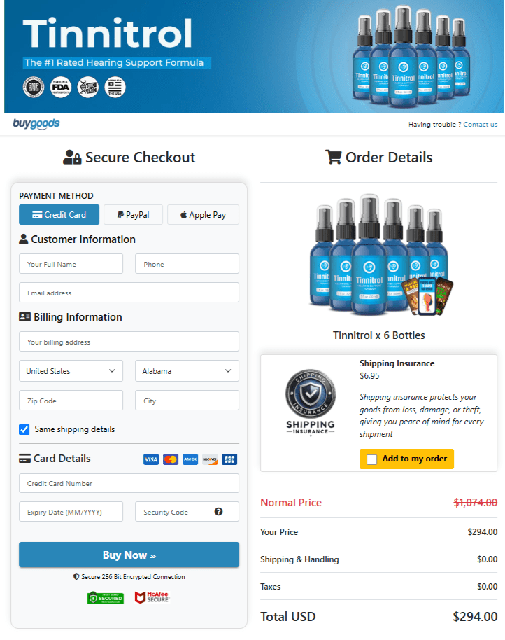 Tinnitrol order page